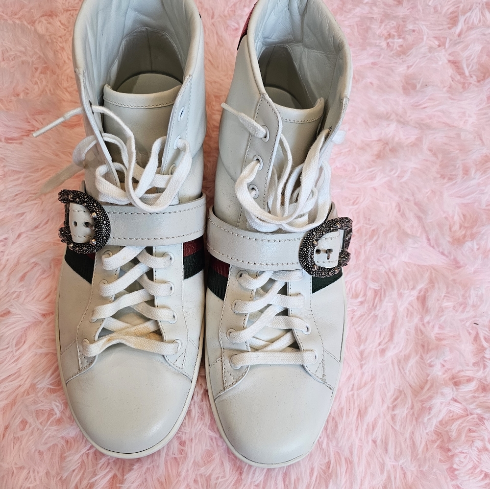 Gucci Ace High-top sneakers w/ Dionysus Buckle - Picture 7 of 7